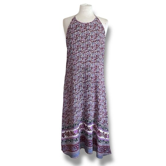 Vintage Geeta Womens Dress Free Size OS India Floral Boho Halter Midi Sundress - Picture 1 of 8